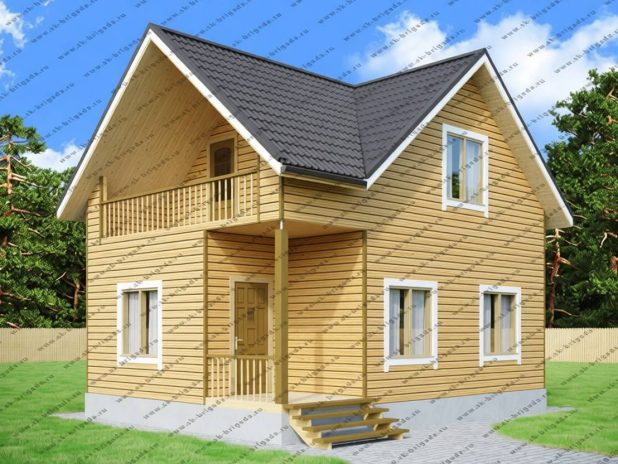 Дом из бруса с кухней и гостиной под ключ