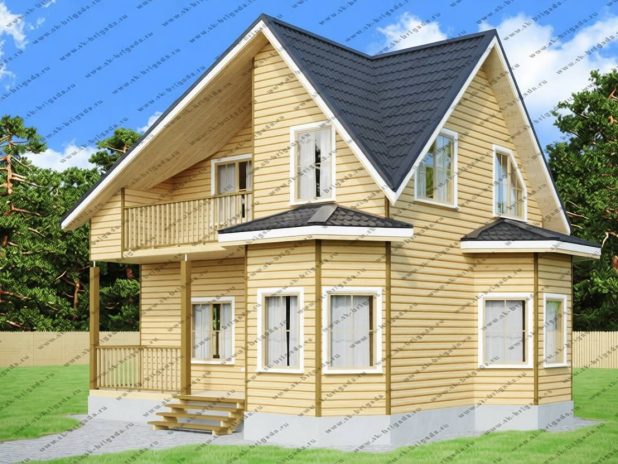 Двухэтажный дом с террасой и балконом под ключ