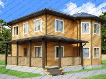 Двухэтажный дом из бруса 8х9
