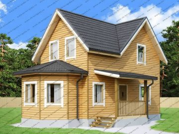 Дачный дом из бруса с эркером