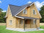 Дом 6х8 с мансардой и верандой из бруса