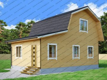 Дом из бруса с кухней в закрытой веранде