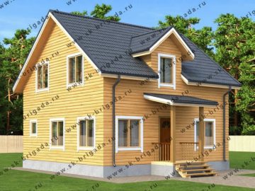 Двухэтажный дом с 5 спальнями из бруса