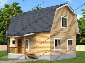 Дом 6х8 из бруса с ломаной крышей