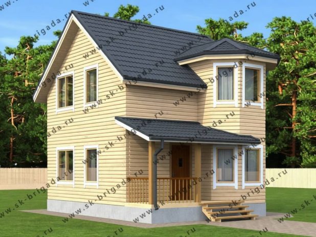 Дом 6х7 из бруса с эркером под ключ