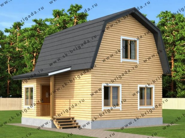 Одноэтажный дом из бруса 6х7 с мансардой под ключ