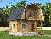 Дом из бруса 6х6 с балконом и мансардой