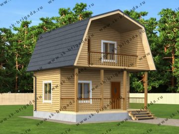 Дом из бруса 6х6 с балконом и мансардой