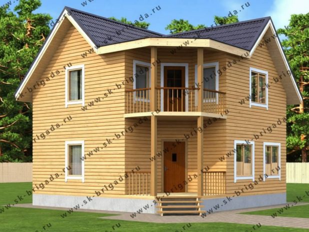 Дом из бруса 8 на 8 с балконом под ключ