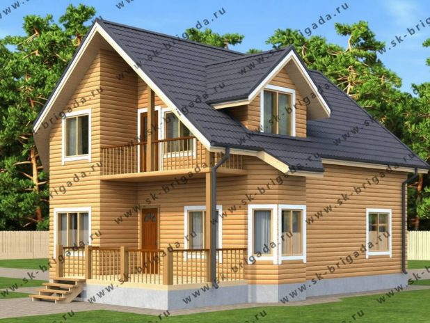 Дом из бруса 10 на 11 с эркером и котельной под ключ