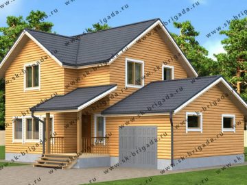 Дом 8 на 12 из бруса с гаражом