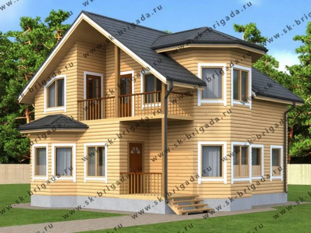 Проект двухэтажного дома с эркером и балконом под ключ