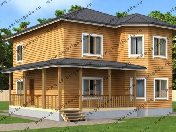 Двухэтажный дом из бруса 11 на 11 под ключ