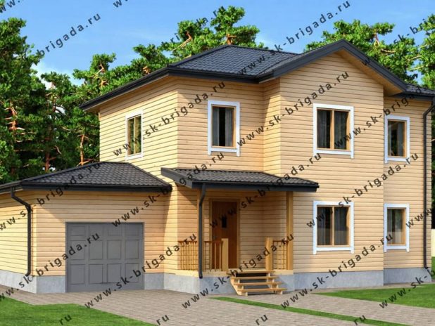 Дом из бруса 8 на 14 с гаражом под ключ