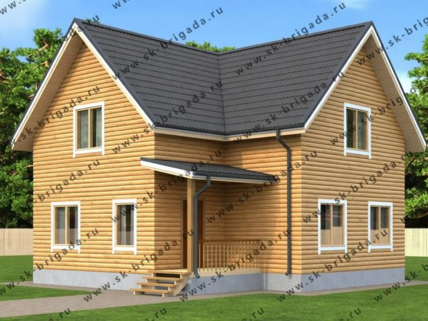 Угловой дом из бруса с террасой под ключ