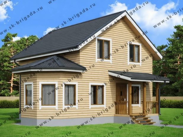 Дом из бруса 8х9 с эркером под ключ