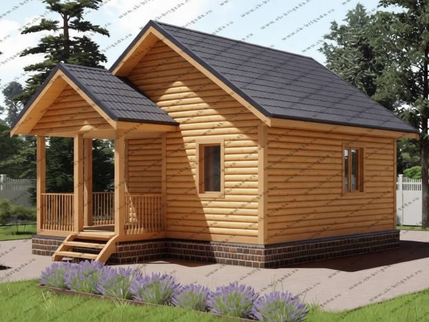 Одноэтажная баня из бруса 6х7,5 №82 под ключ