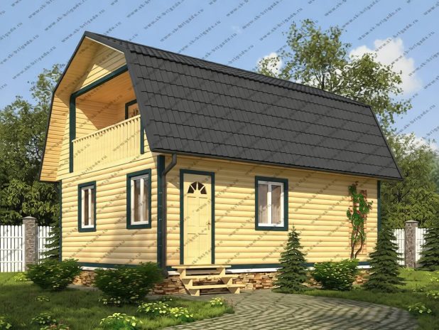 Баня из бруса 6х8 с ломаной крышей №72 под ключ