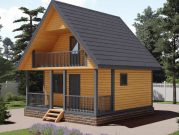 Баня из бруса 6 на 6 с мансардой и террасой