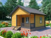 Одноэтажная баня из бруса 6х6 с террасой