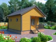 Одноэтажная баня из бруса 6 на 6 с террасой