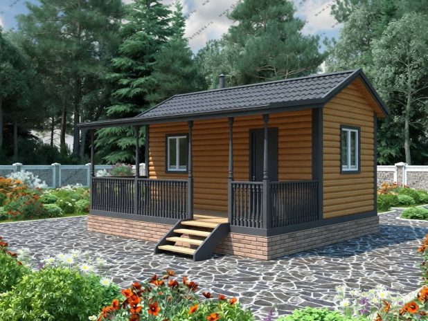 Баня из бруса 3х6 с террасой под ключ