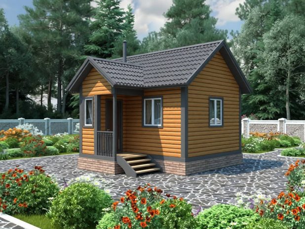 Баня из бруса 4х6 с крыльцом и тамбуром под ключ