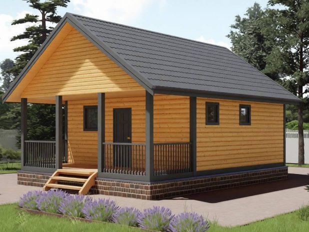 Баня из бруса 6 на 8 с террасой под ключ