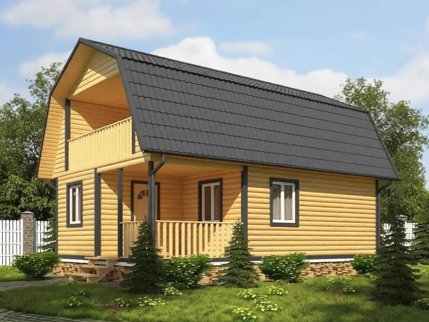 Двухэтажная баня из бруса 6х9 с мансардой под ключ