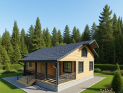 Баня из бруса 8 на 9 с террасой и туалетом