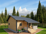 Сруб бани 8 на 9 с террасой и туалетом