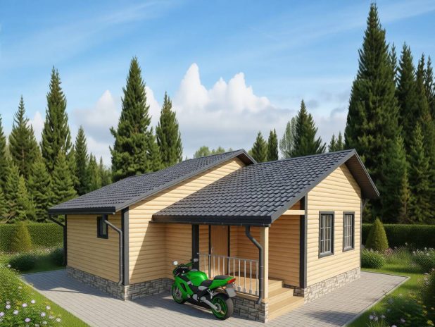 Одноэтажная баня из бруса 8 на 9 под ключ