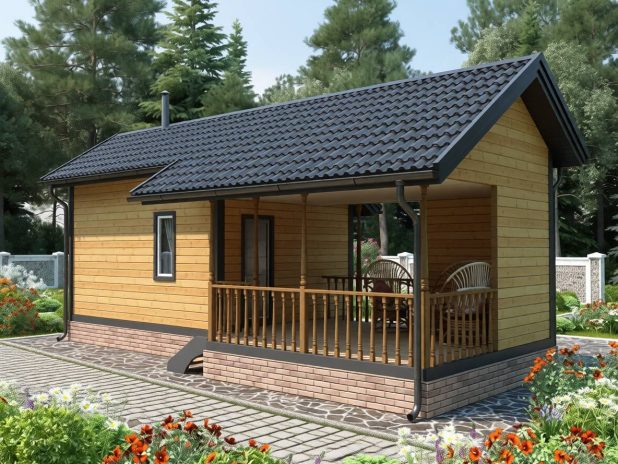 Баня из бруса 5 на 5 с беседкой под ключ