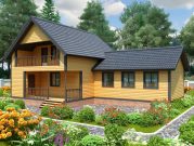 Двухэтажный дом из бруса с баней и бассейном