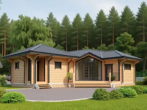 Угловая баня из профилированного бруса 8х12 под ключ