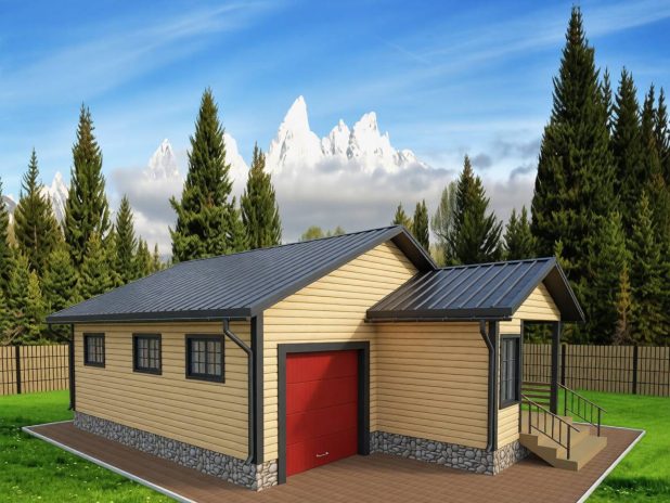 Гараж из бруса с баней под ключ