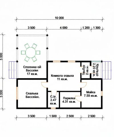 План с бассейном