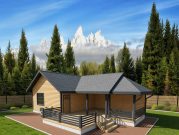 Баня из бруса 6 на 8 с беседкой и барбекю