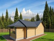 Баня из бруса с беседкой и барбекю