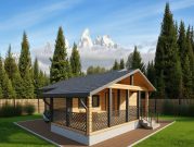 Одноэтажная баня из бруса 8х8