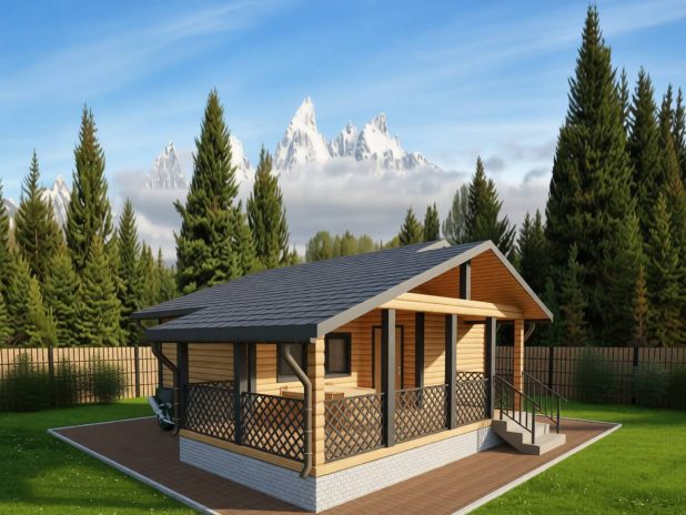 Одноэтажная баня из бруса 8х8 под ключ