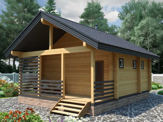 Одноэтажная баня из профилированного бруса 6х8 под ключ