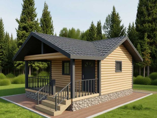 Баня из бруса 4,5 на 6 с верандой под ключ