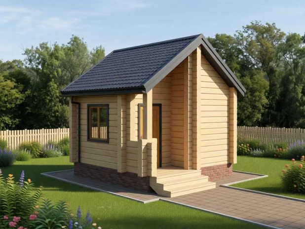 Сруб бани 4х4 из бруса с крыльцом под ключ