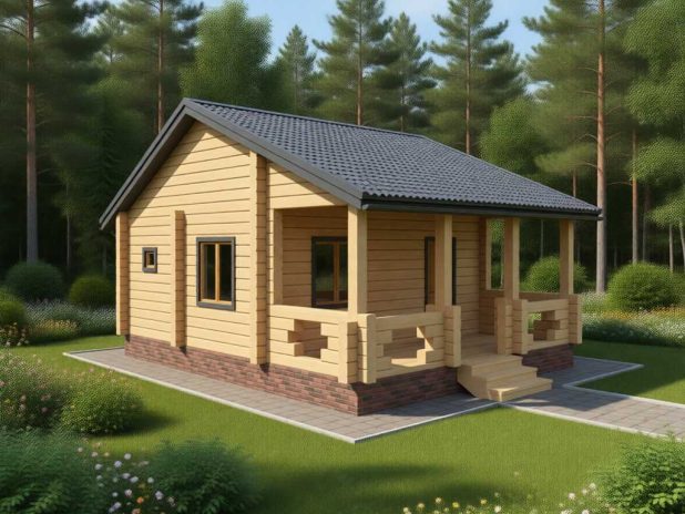 Баня из бруса 6 на 7 с террасой под ключ