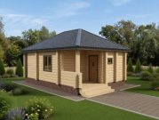 Одноэтажная баня из бруса 5х8 с террасой