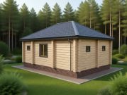 Одноэтажная баня 5 на 8 с террасой