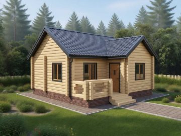 Баня из бруса 7х7 с террасой