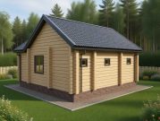 Сруб бани 7 на 7 с террасой