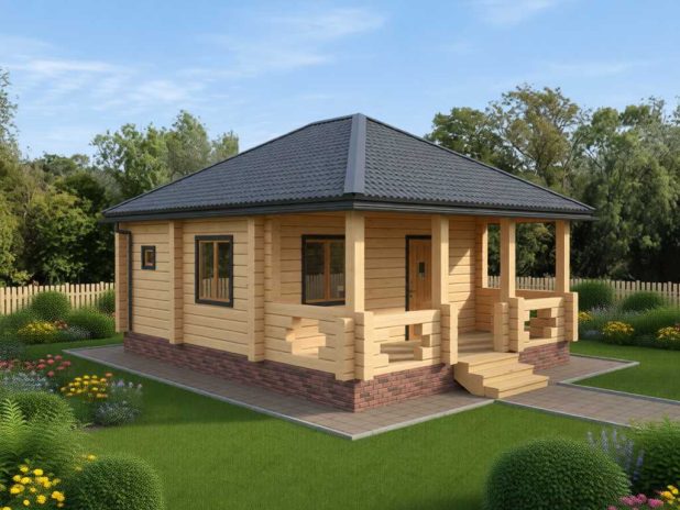 Баня из бруса 5х6 с террасой под ключ